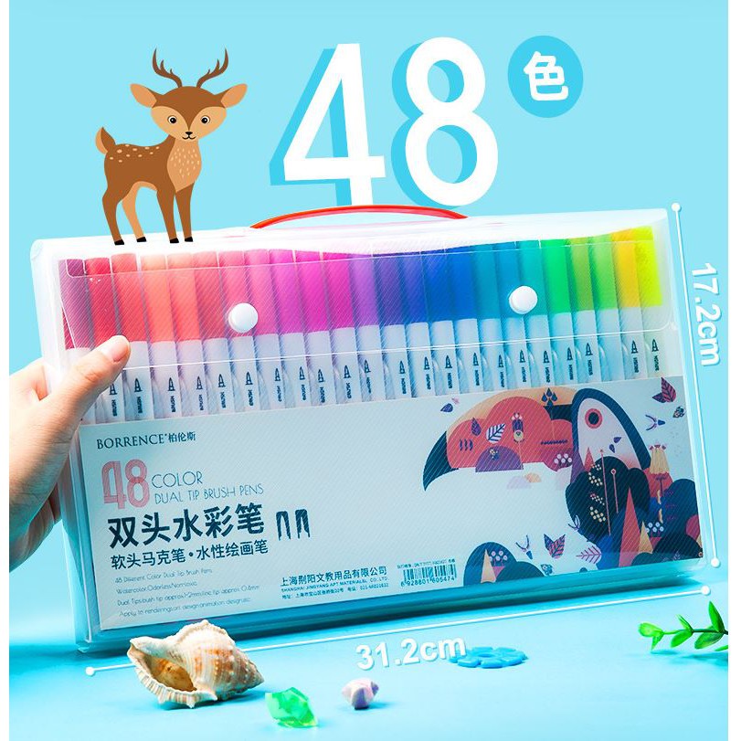 Bộ Bút lông kim 2 đầu brush dùng để vẽ, tô màu,Sketch hoặc viết calligraphy-set 48/72/100 màu Laluna