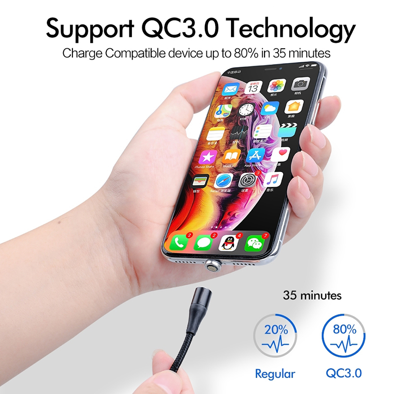 5A Fast Charging Cable 3 in 1 Micro Usb / Type-C / apple usb Magnetic USB Cable Data Cable with Led Light for iPhone Cable/android samsung/xiaomi/huawei/vivo/oppo
