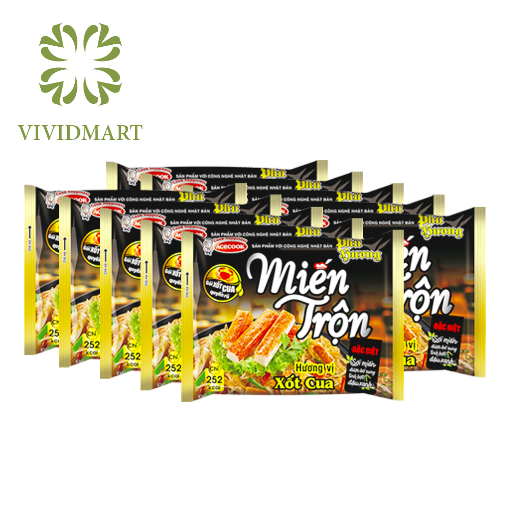 [Miến Acecook - Miến Phú Hương] [Combo 10 gói] MIẾN TRỘN ĂN LIỀN PHÚ HƯƠNG 2 VỊ: BÒ CHUA NGỌT VÀ XỐT CUA (SỐT CUA) – GÓI 71g – ACECOOK