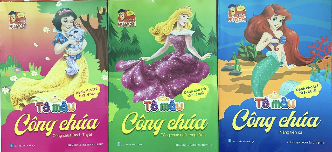 Sách - Tô màu công chúa (6 quyển) +  bán kèm sáp màu
