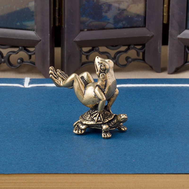 Tượng Phong Thủy Hình Rùa Cõng Ếch (Kích Thước: 3.2 x 2.5cm)