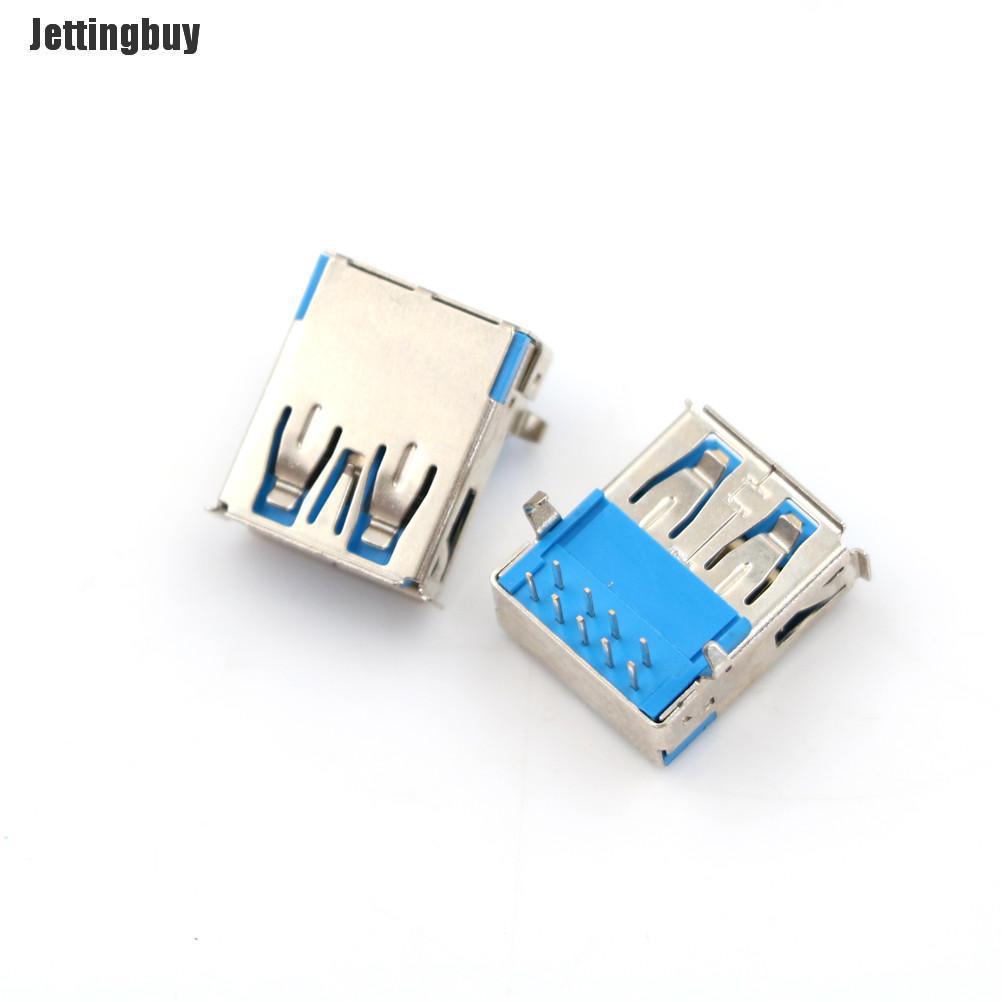Jettingbuy New 5Pcs USB 3.0 Type A Female Right Angle 9Pin DIP Socket PCB Solder Connector
