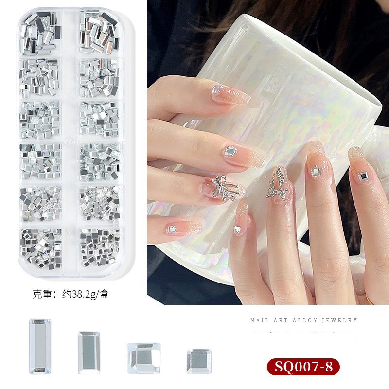 Charm đính móng, set khay charm phụ kiện trang trí nail cao cấp mix trong 12 ô