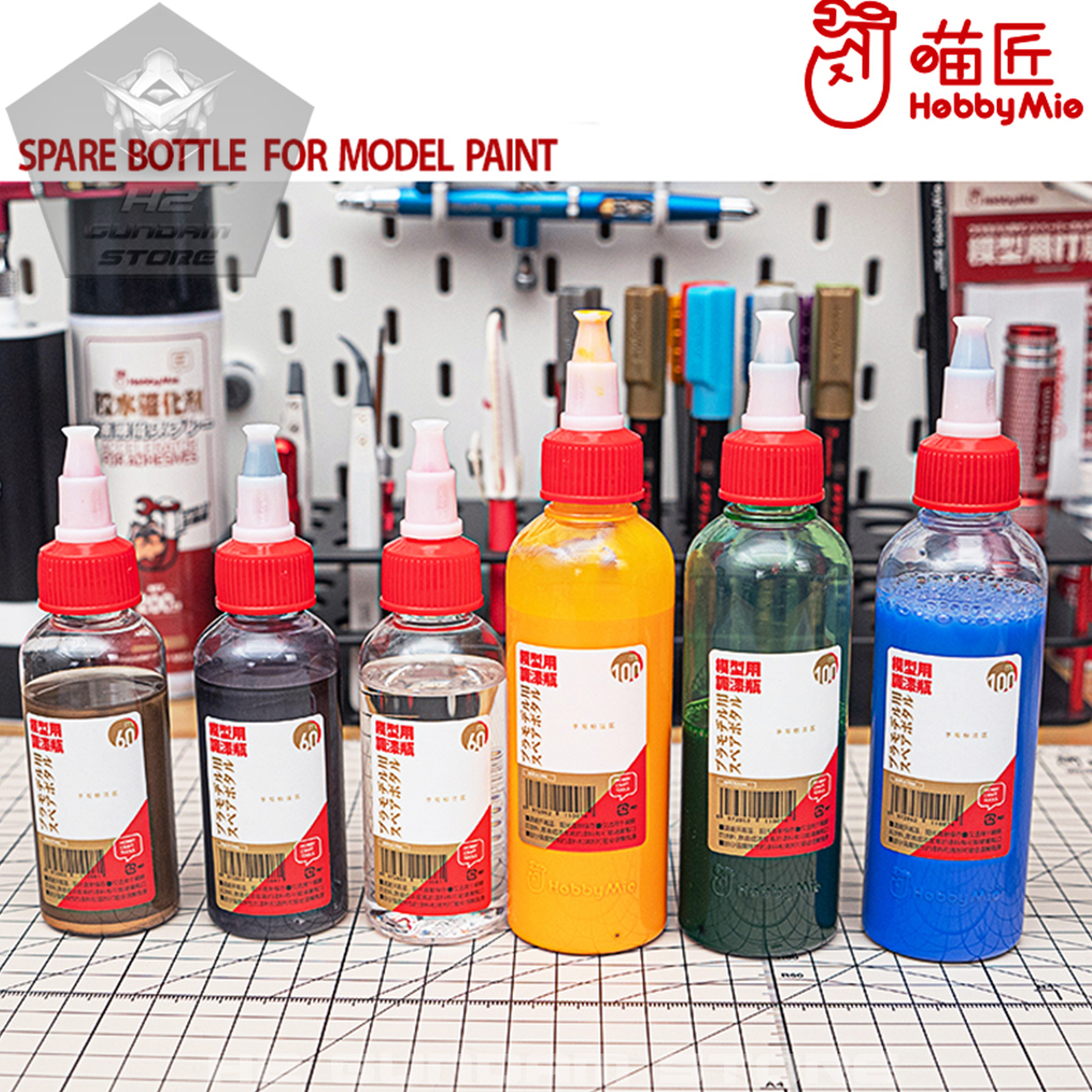 [Hobby Mio] Lọ nhựa pha sơn mô hình có sẵn bi (Loại mới chống tràn sơn)