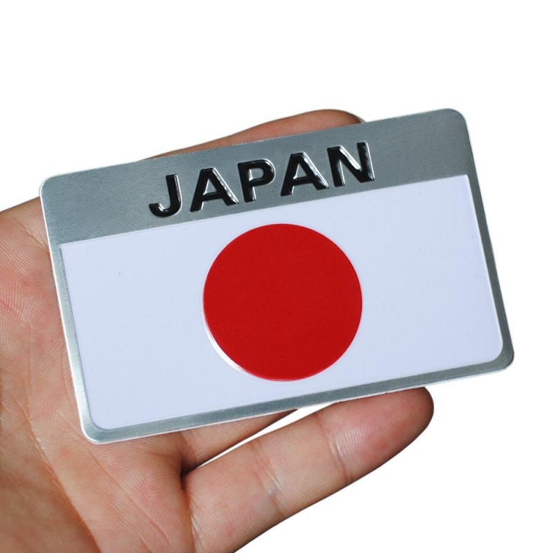 [Hình Chữ Nhật] Tem Cờ Nước Nhật Bằng Nhôm Dán Trang Trí Xe