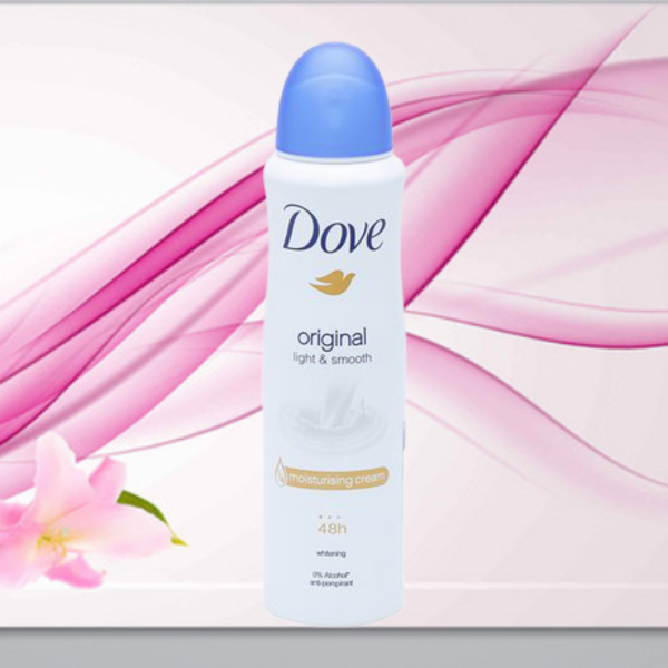 Xịt ngăn mùi dưỡng trắng da Dove Original 150ml - Mùi hương tự nhiên