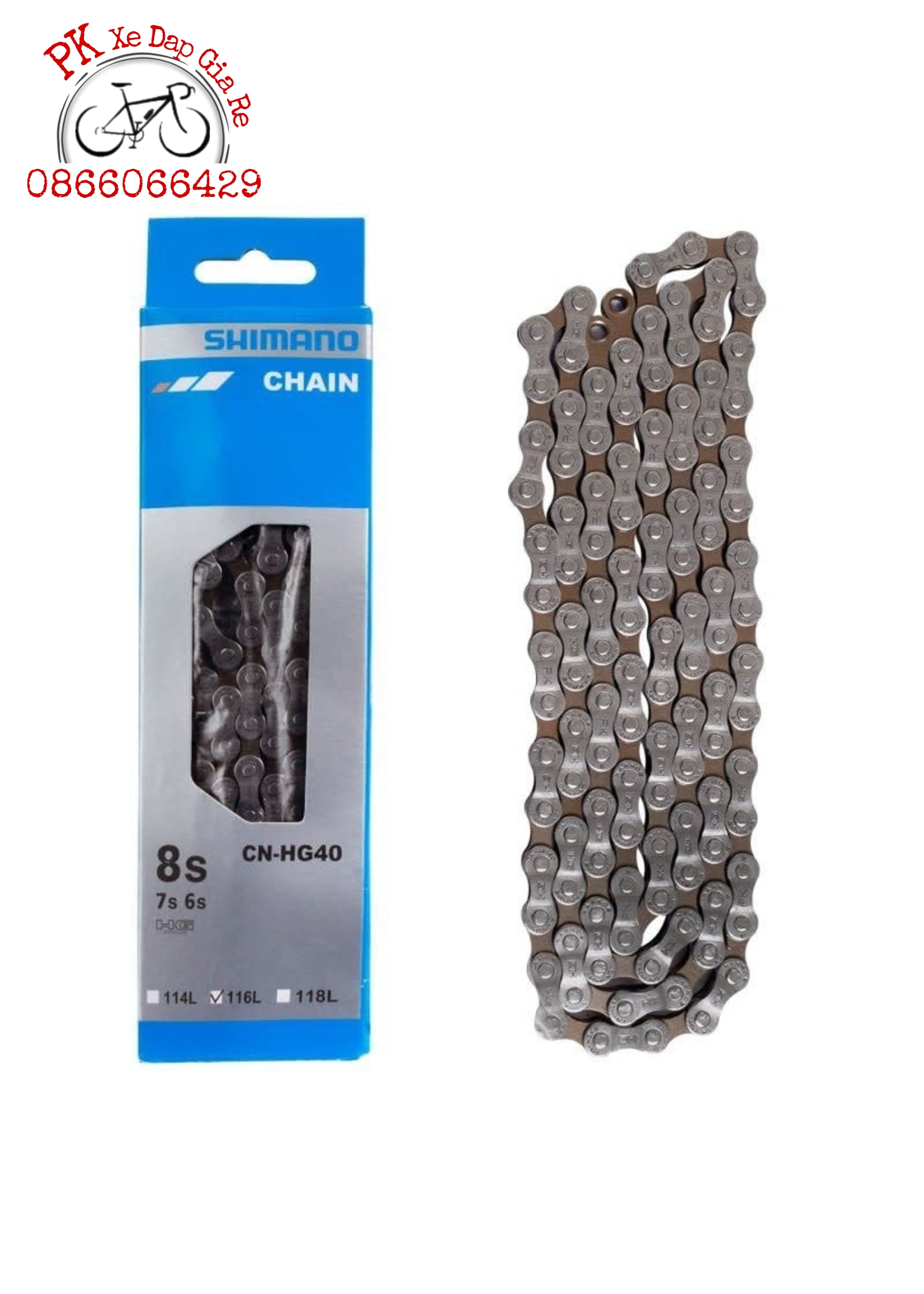 Xích sên xe đạp shimano cn-hg40 6,7,8 speed - hàng chính hãng