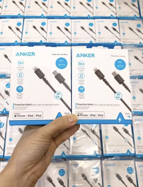 Cáp sạc nhanh iPhone / iPad PD ANKER A8612 Type C to lightning Dài 0.9M