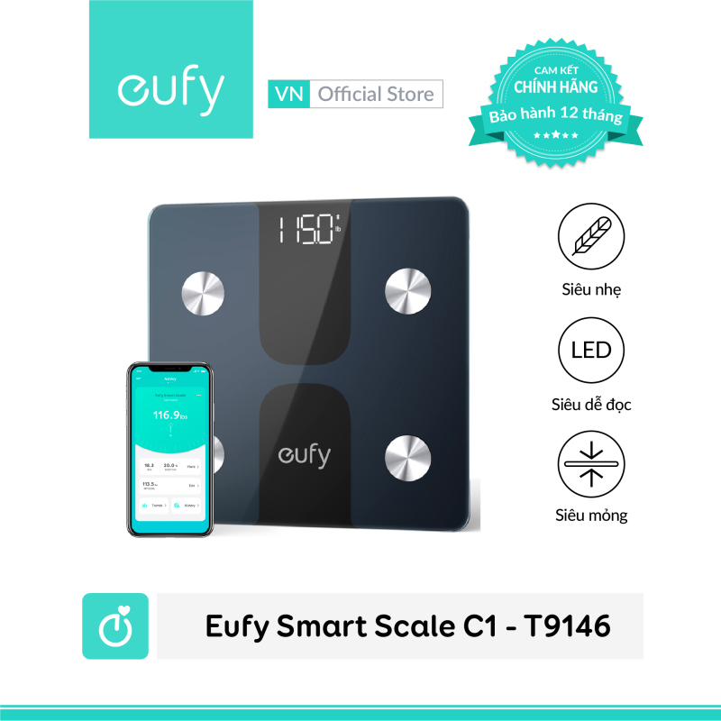 Cân thông minh EUFY BodySense C1 (by Anker) - T9146 (Màu đen)