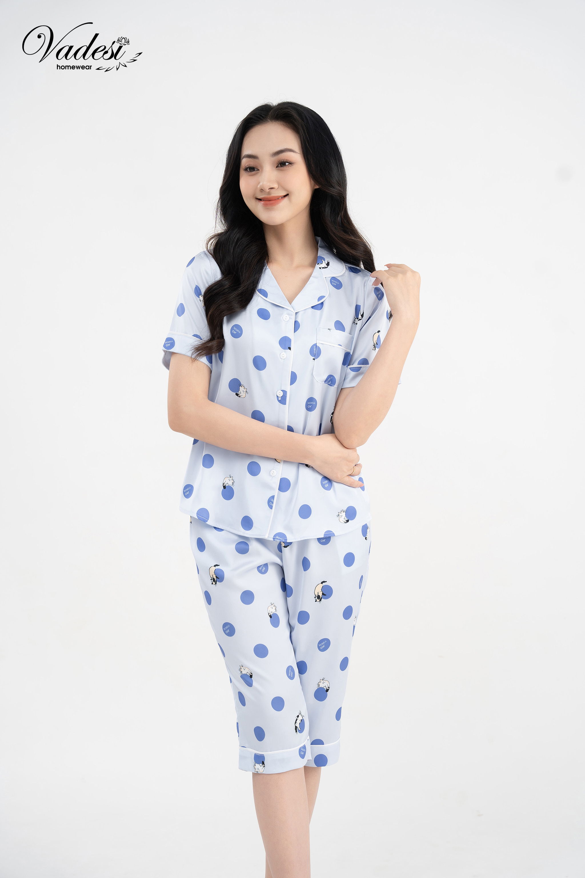 Bộ Pijama quần lửng áo cộc chất liệu lụa cao cấp mát mềm