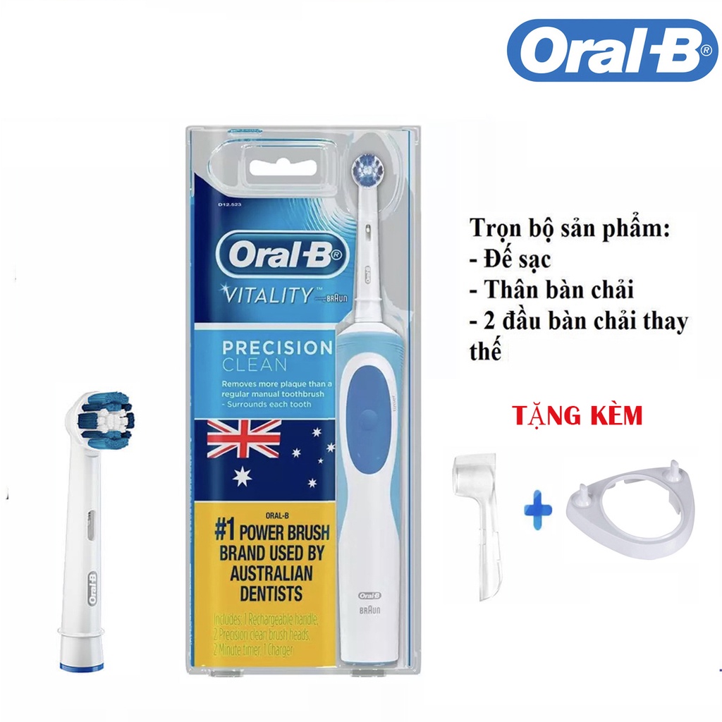 Bàn chải điện đánh răng tự động Precision clean Oral-B (bảo hành 6T + Tặng kèm nắp chụp đầu bàn chải.)
