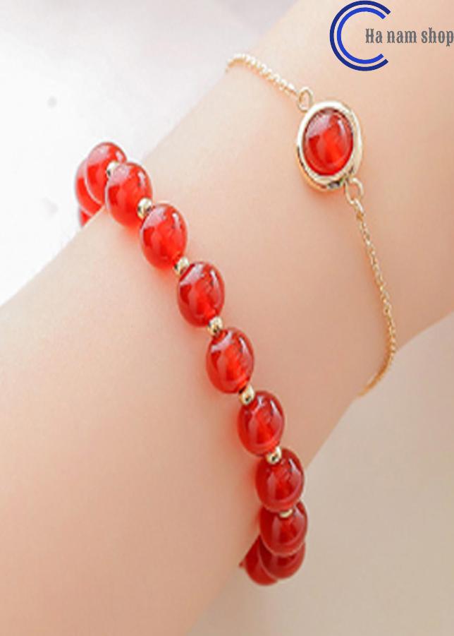 [HCM]Bộ 2 vòng tay đá thạch anh đỏ tự nhiên 8ly HN04