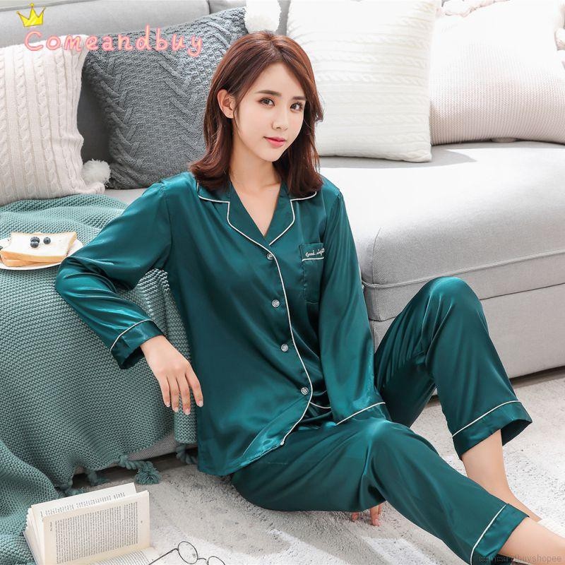Đồ ngủ lụa mỏng tay dài cho cặp đôi hot ●9/16✌