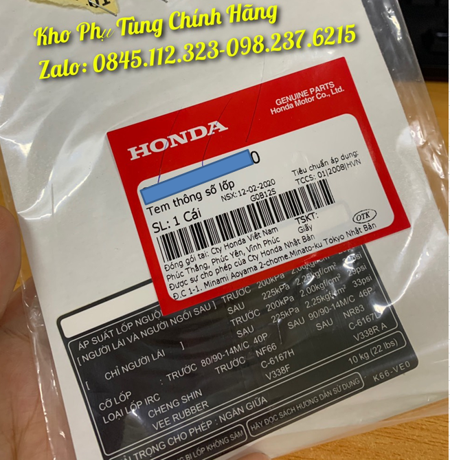 Tem thông số lốp Air Blade đời 2017-2018-2019 (50k / 2 tem  )