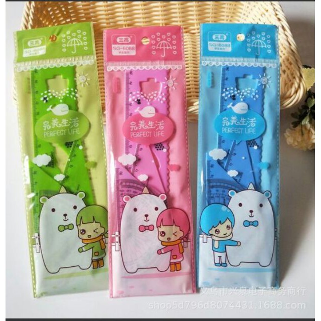 Bộ thước kẻ học sinh siêu cute