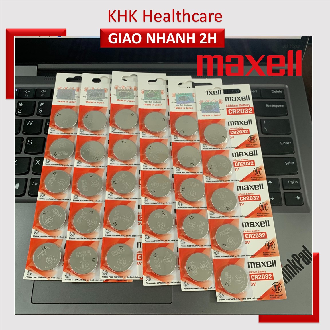 Vỉ 5 viên pin máy đo đường huyết Maxell CR2032 sản xuất tại Nhật Bản - KHK Healthcare