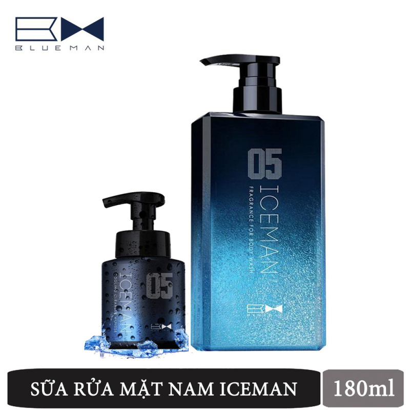 Combo sữa tắm & rửa mặt Blueman hương Iceman bạc hà 500ml+400ml nhập khẩu