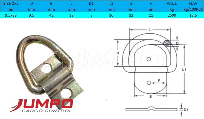 Móc lắp thùng xe chằng hàng (bộ 4 cái) 9.5mm