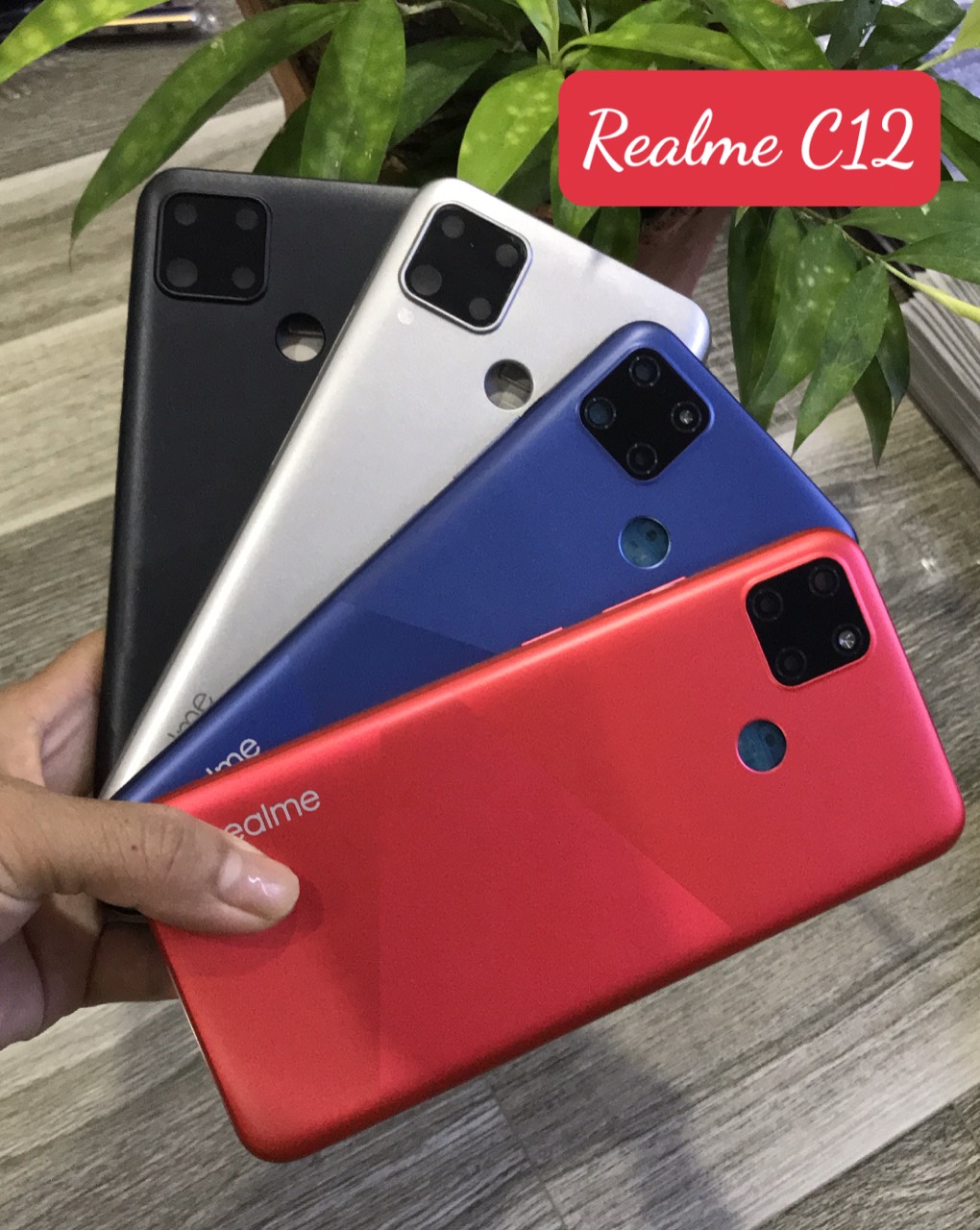 Bộ vỏ OPPO Realme C12 zin new (gồm lưng,sườn,phím,kính camera)