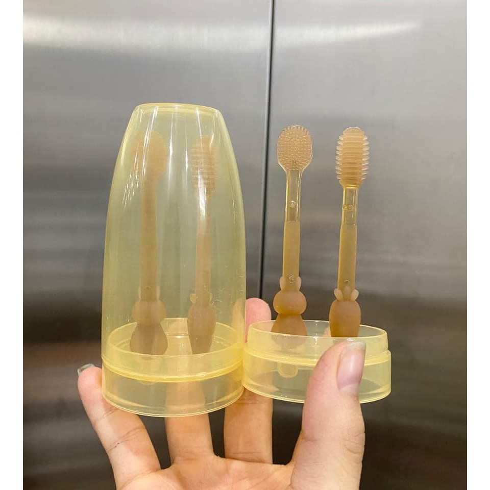 Sét Rơ Lưỡi Silicon bàn Chải Silicon Cho Bé từ 0 - 2 Tuổi, chất liệu an toàn cho bé