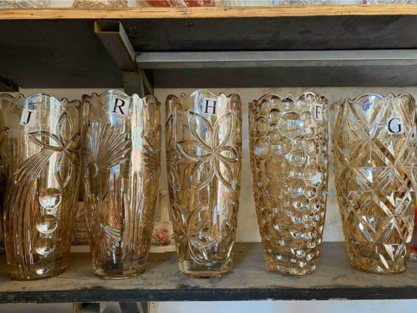 Lọ hoa bom thủy tinh vàng vân đẹp cao cấp 30cm