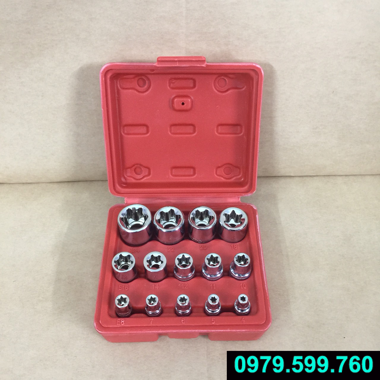 Bộ khẩu tuýp E 14 chi tiết vặn bulong sao
