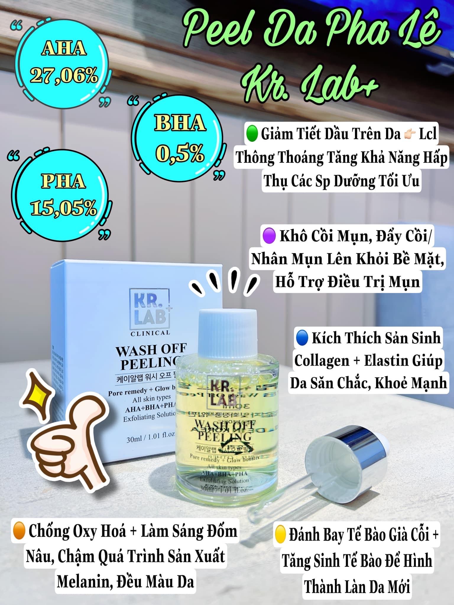 Combo peel da pha lê Kr. Lab + kem đêm retinal 1.0 Kr. Lab
