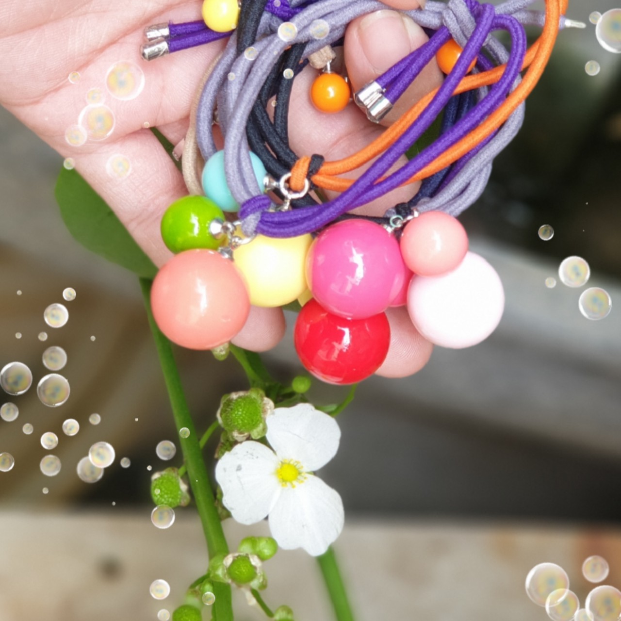 CỘT TÓC ĐÍNH CHÂU SẮC MÀU HANDMADE