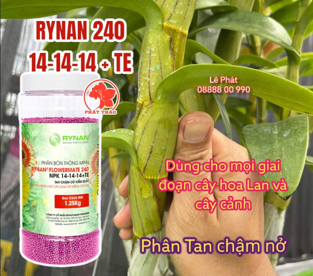 Phân Bón RYNAN chuyên dùng cho Hoa Lan 1kg25 tan chậm và hạt nở