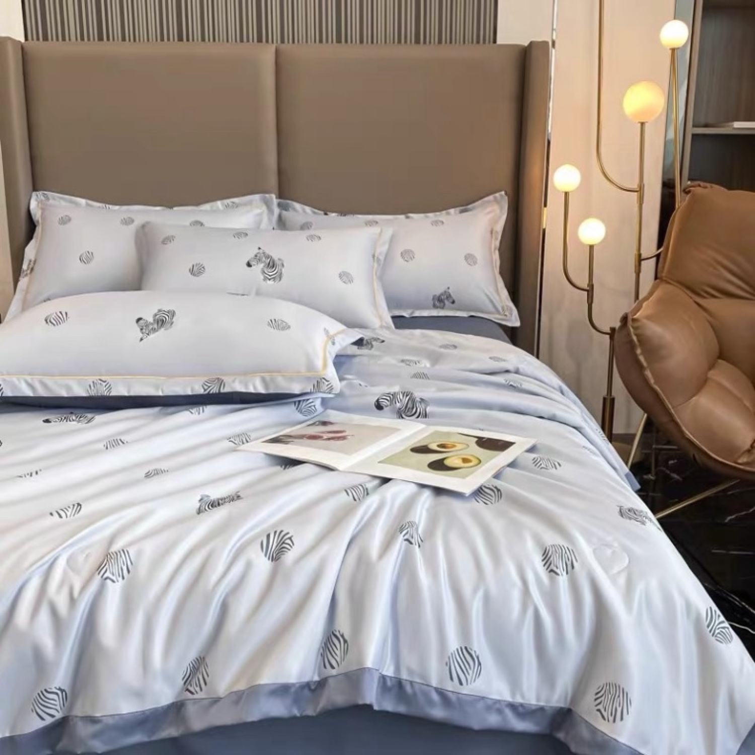 Bộ Chăn Ga Gối Lụa thá¡ 4 Món Set Chăn Ga Gối Trơn, Hoạ Tiết Lụa Cao Cấp