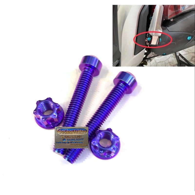 Combo 2 ốc + 2 tán xỏ gác chân titan gr5 cho vario ab vision wave winner . dochoixemay