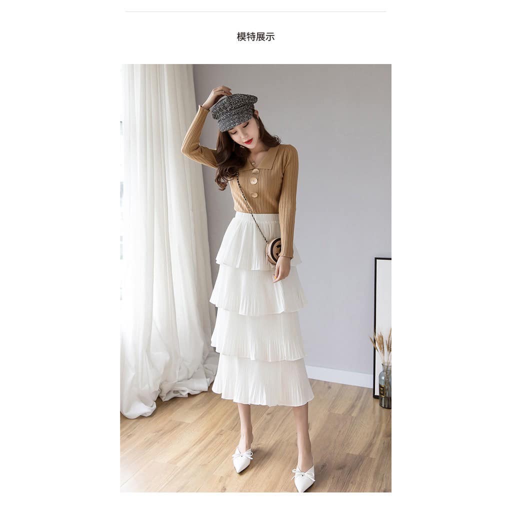 Chân váy Maxi 4 tầng Hàn Quốc dễ mix với nhiều dáng người
