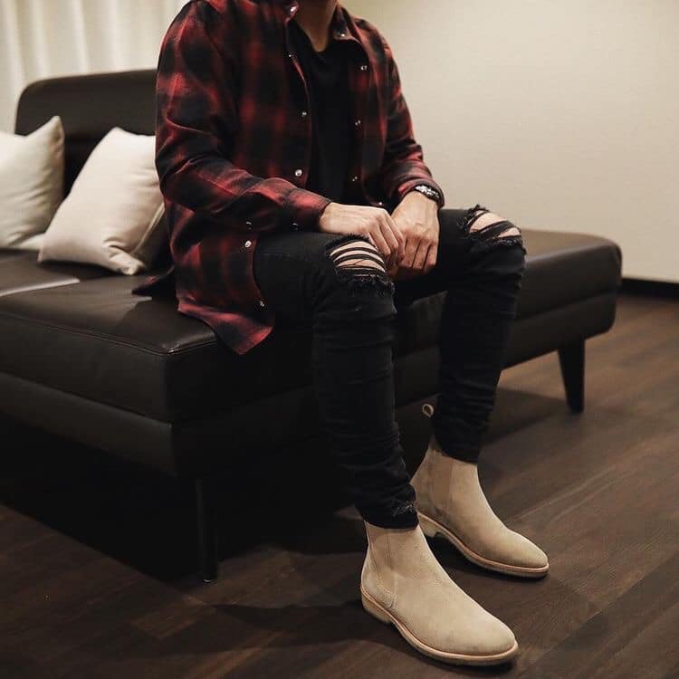GIÀY CHELSEA BOOT DA BÒ LỘN