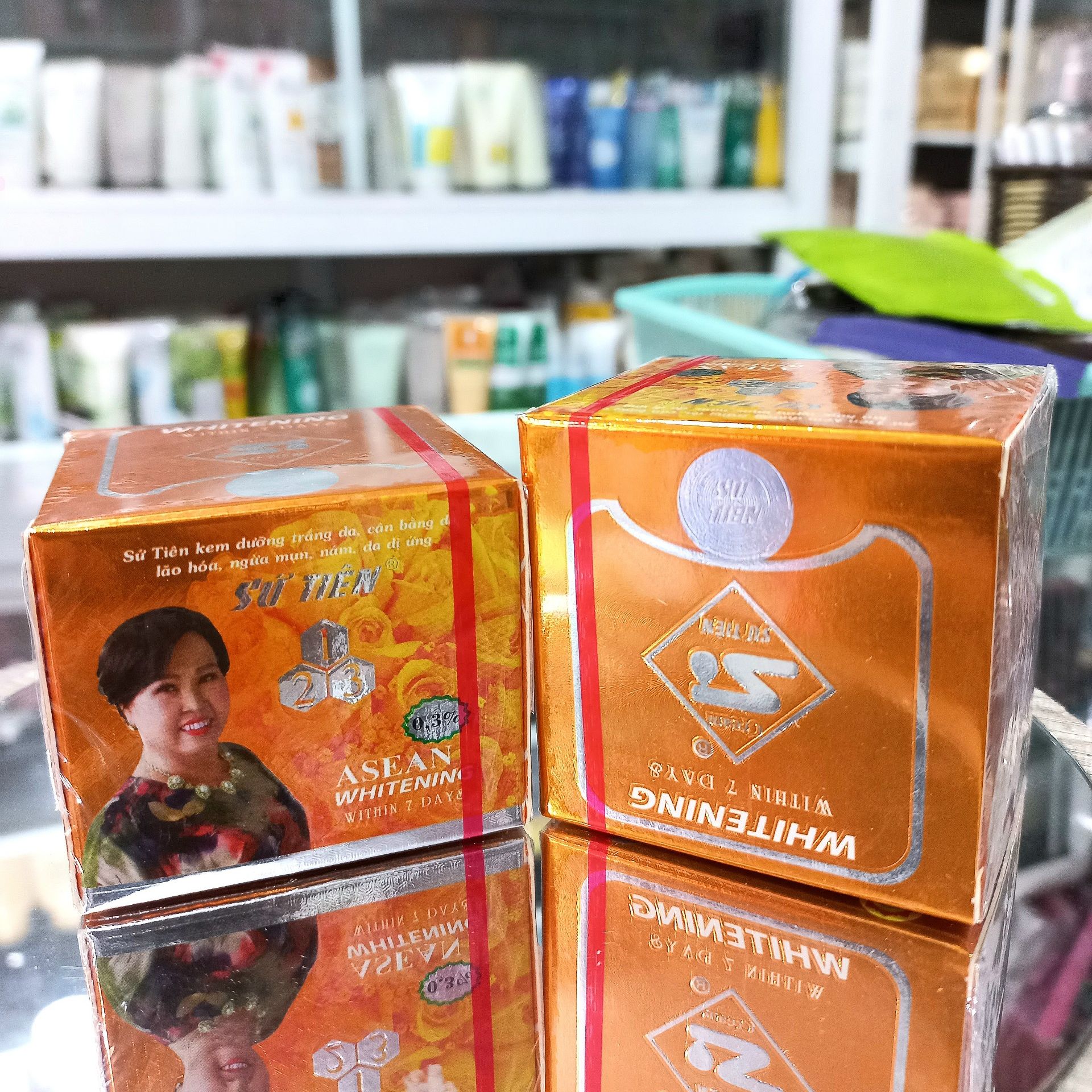KEM SỨ TIÊN HỘP MÀU CAM TRẮNG DA, NGỪA MỤN NÁM, CHỐNG LÃO HÓA 3G