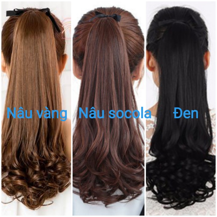 [ hàng loại 1 , 50cm ] tóc giả nữ cột xoăn dài, tóc giả buộc, đuôi tóc giả
