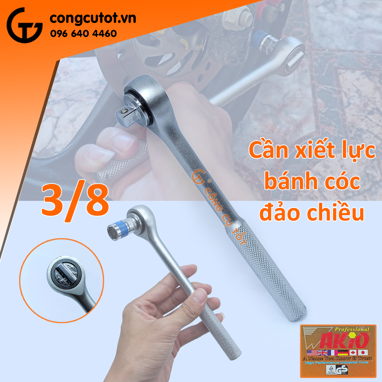 Cần siết tự động đảo chiều 3/8inch size tùy chọn
