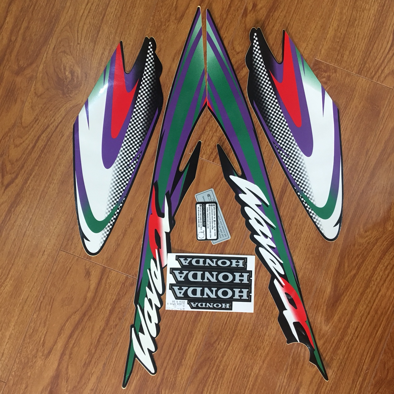 Bộ Tem xe wave Alpha đời 2002 đến 2004 màu Xanh Nhớt - tem 3 lớp