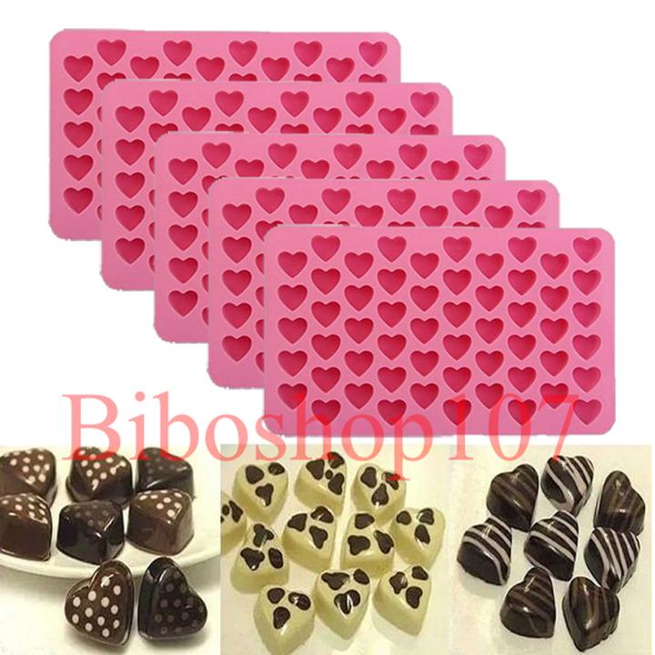 Combo 5 Khuôn silicon làm thạch rau câu, socola tim nhỏ