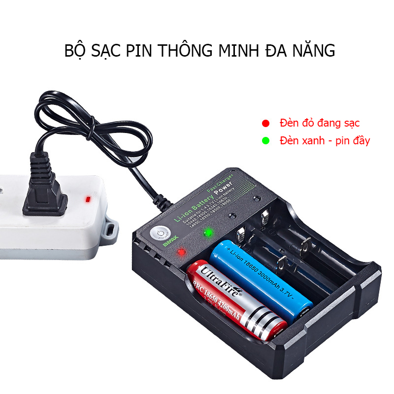 Sạc pin 3,7V - 4,2V dành cho pin 18650-04 (có phích cắm) tự ngắt sạc nhanh thông minh, báo đèn xanh khi pin đầy - BH-042100-04