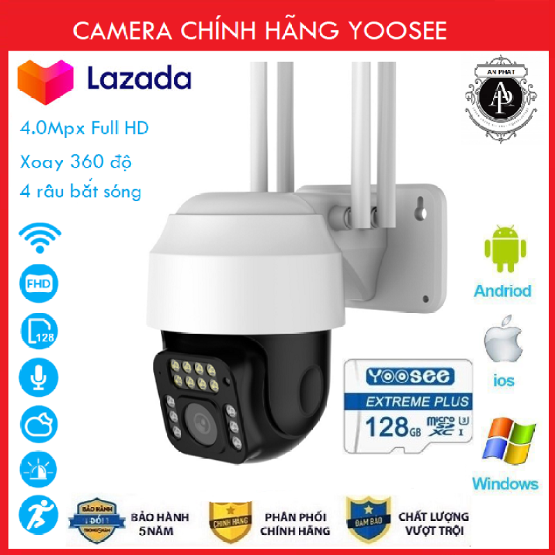 Combo Thẻ nhớ 128GB Camera Yoosee 4.0MPX - Camera wifi trong nhà , Camera ngoài trời ptz xoay 360 độ 14 led mới nhất 2020