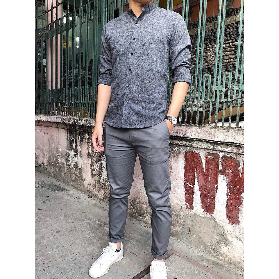 Áo Sơ Mi Nam Cổ Tàu Đũi đẹp