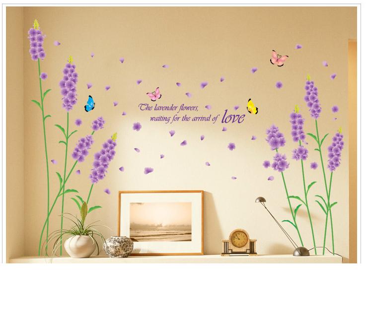 Decal dán tường mẫu hoa oải hương tím