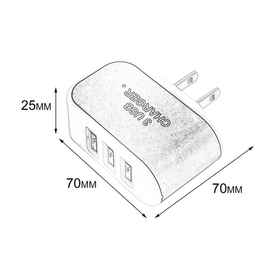 Củ Sạc Nhanh Cao Cấp USB 3 cổng 3.1A có đèn led báo GD25