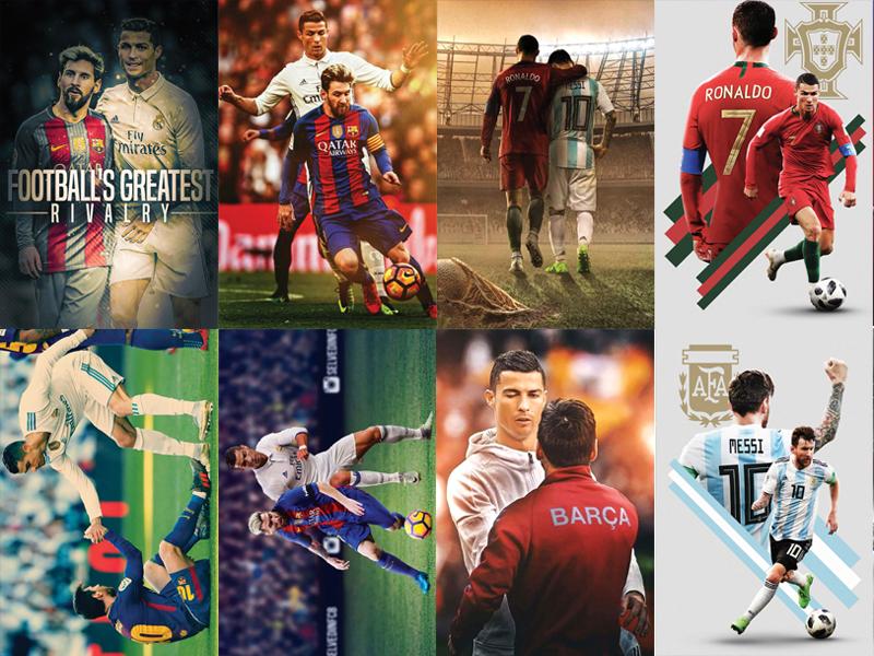 combo 8 decal dán tường khổ A4 Messi và CR7