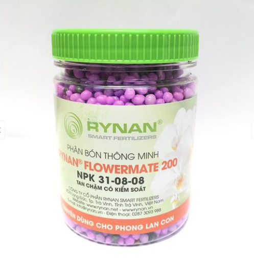 Phân tan chậm thông minh rynan flowermate 200 npk 31-08-08 - dùng cho phong lan cây con lọ 150g