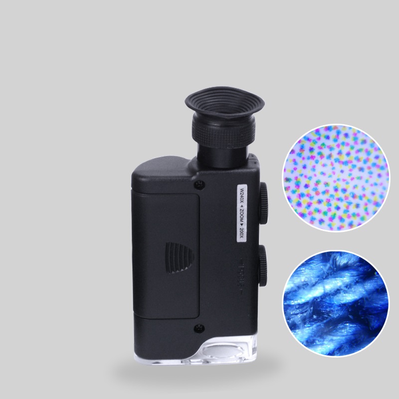 Kính lúp 200X-240X mini có đèn ( SOI ĐỒ GỐM SỨ CAO CẤP, MẪU VẬT SIÊU NHỎ )