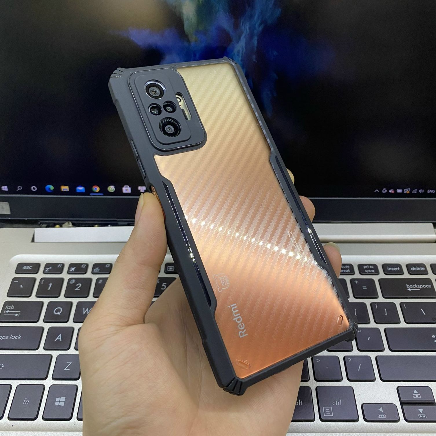Ốp lưng chống sốc Rzants Carbon cho Xiaomi Redmi Note 10 Pro 4G