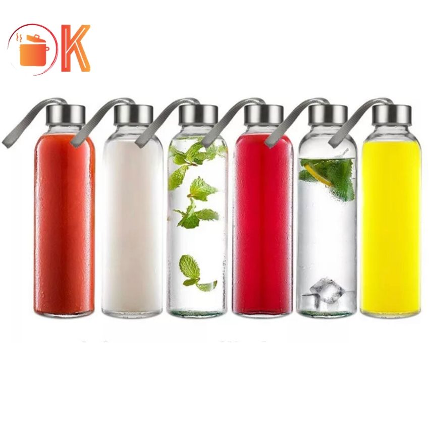 [HCM]Chai thủy tinh tròn 300ml nắp dây xách