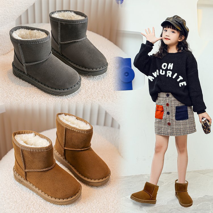 Giày bốt/ boot cho bé da lộn lót lông cổ cao siêu đẹp