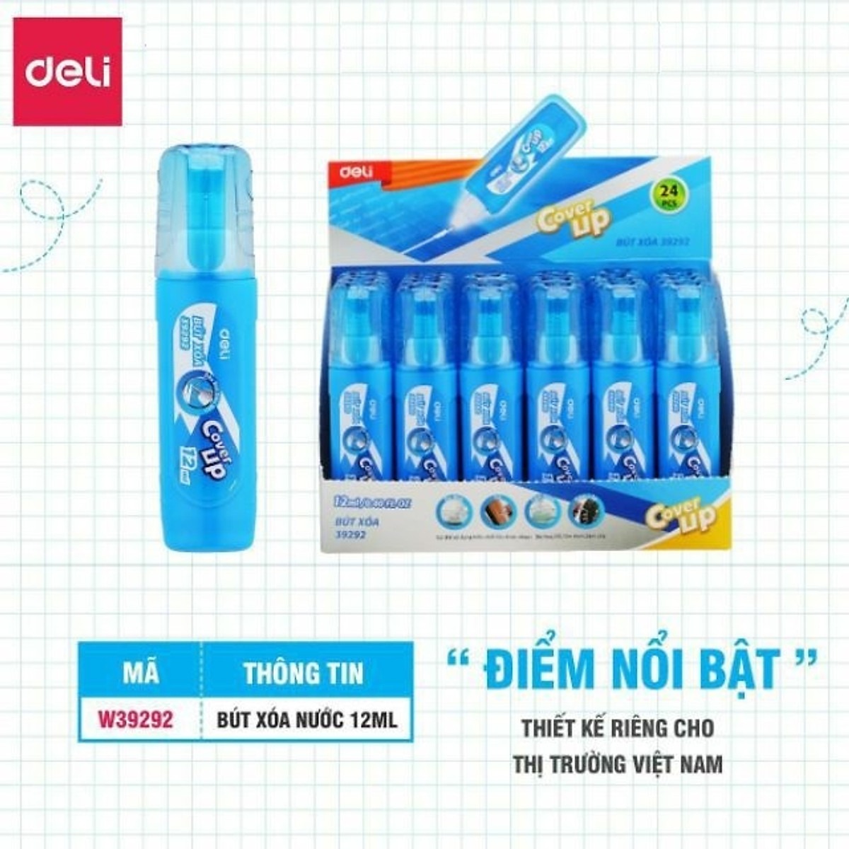 Bút xoá nước 12ml Deli 39292 Tẩy sạch, nhanh khô